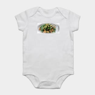 Asian grilled chicken with green vegetables Baby Bodysuit